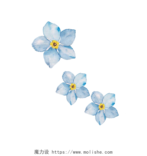 小清新简约水彩手绘蓝色花朵